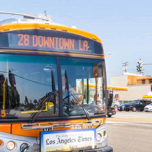Bus approaching station